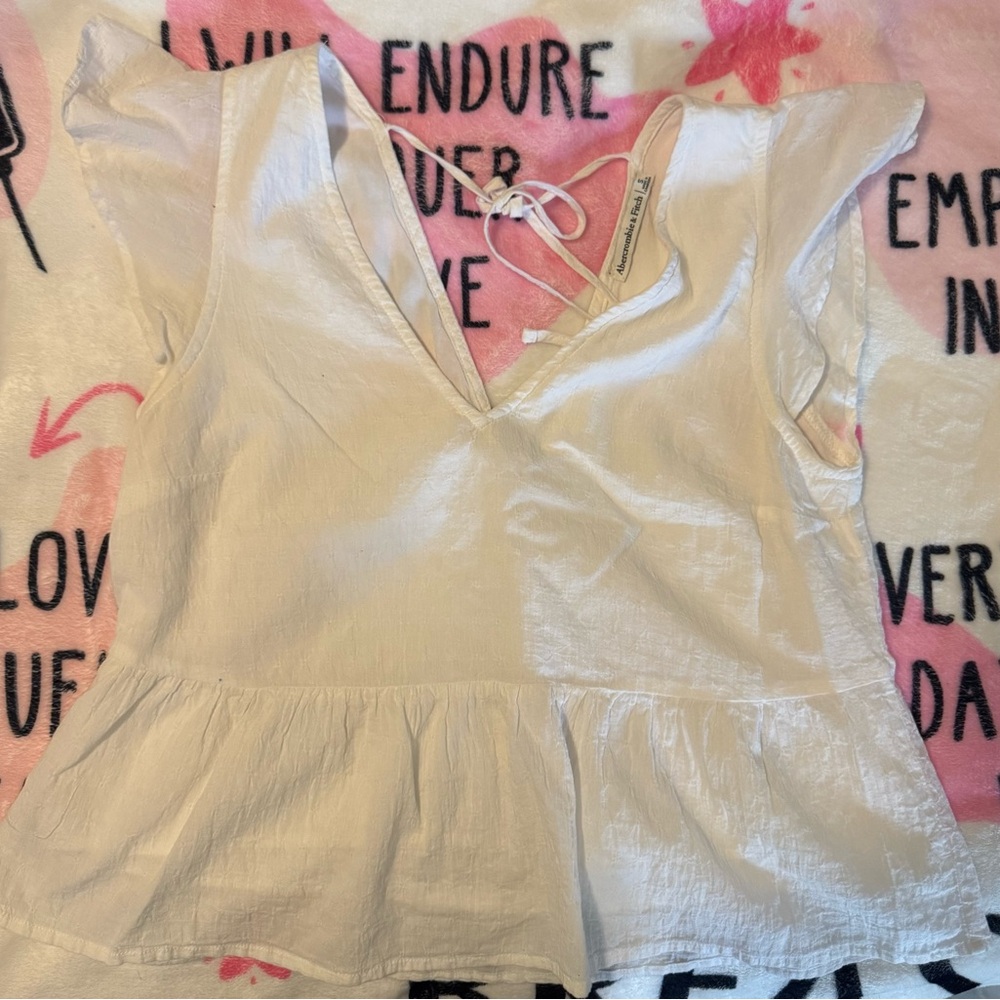 Abercrombie & Fitch Cream Peplum Top